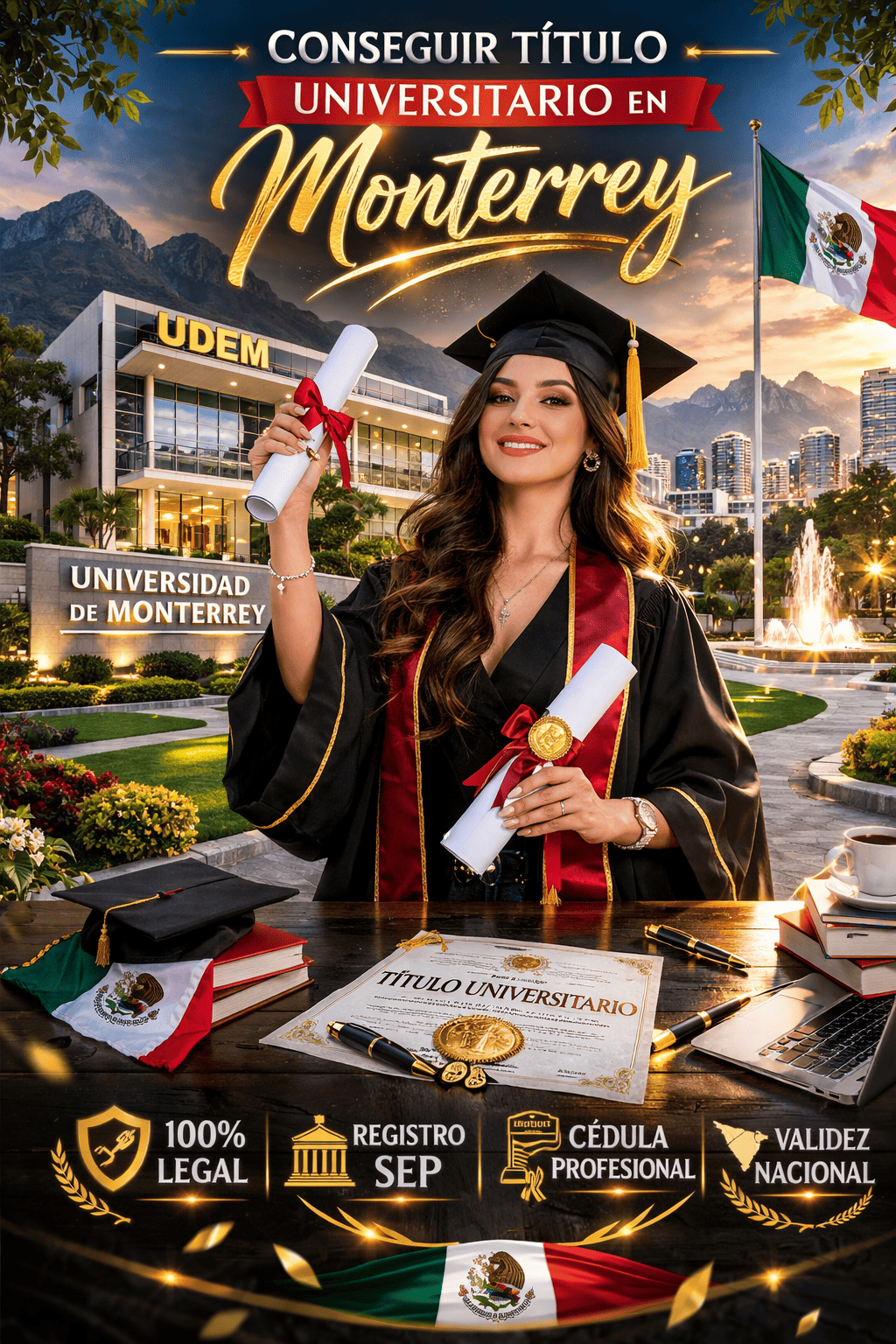 título universitario en Monterrey México estudiante graduada Universidad de Monterrey